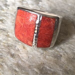 Silpada Sterling Red Sponge Coral Ring size 8
